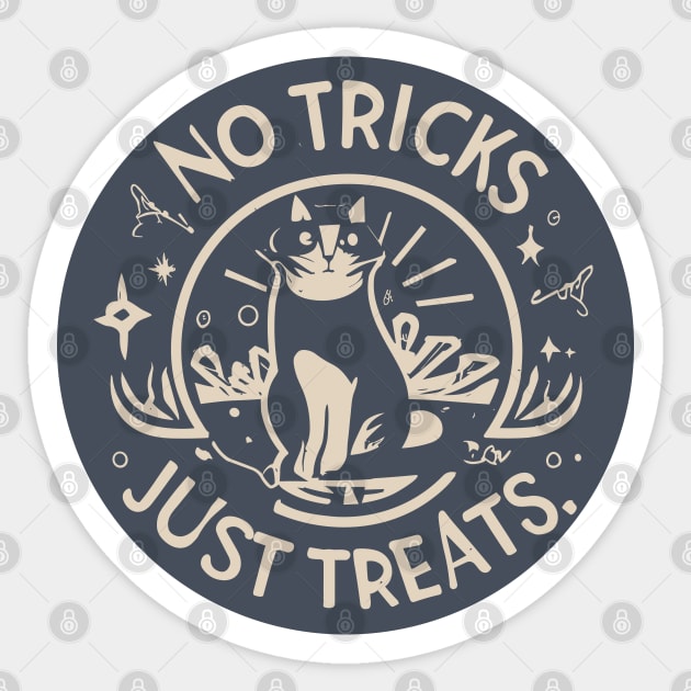 Halloween 'no tricks just treats' kawaii cat letter Sticker by BonusSingh